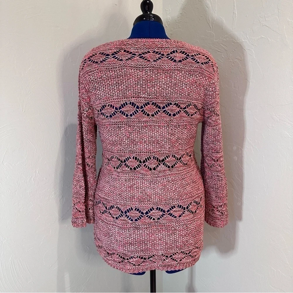 Soft Surroundings Rio Rose Pointelle Open Knit Sweater Size Medium - Picture 3 of 8